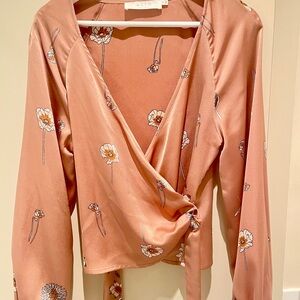 ASTR Women's Pink Floral Wrap Top